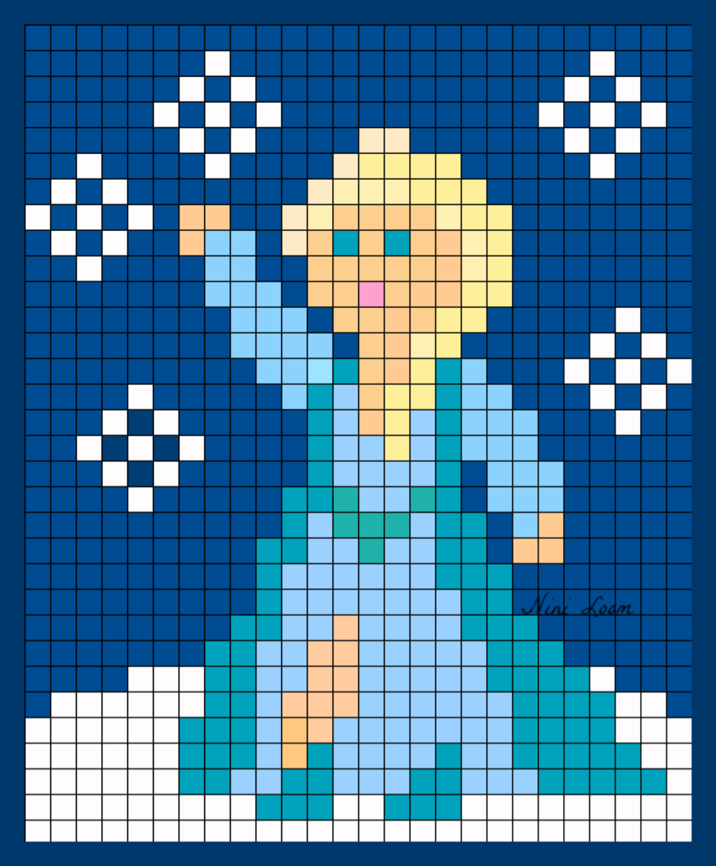 pixel art la reine des neiges